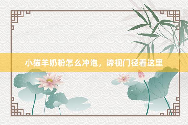 小猫羊奶粉怎么冲泡，谛视门径看这里